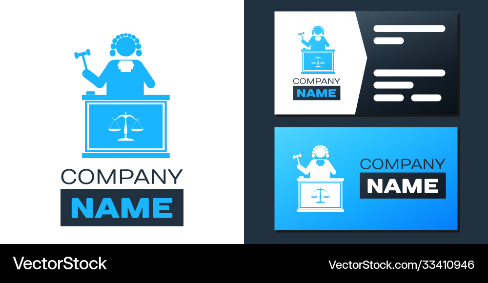 Logotype judge with gavel on table icon isolated Vector Image