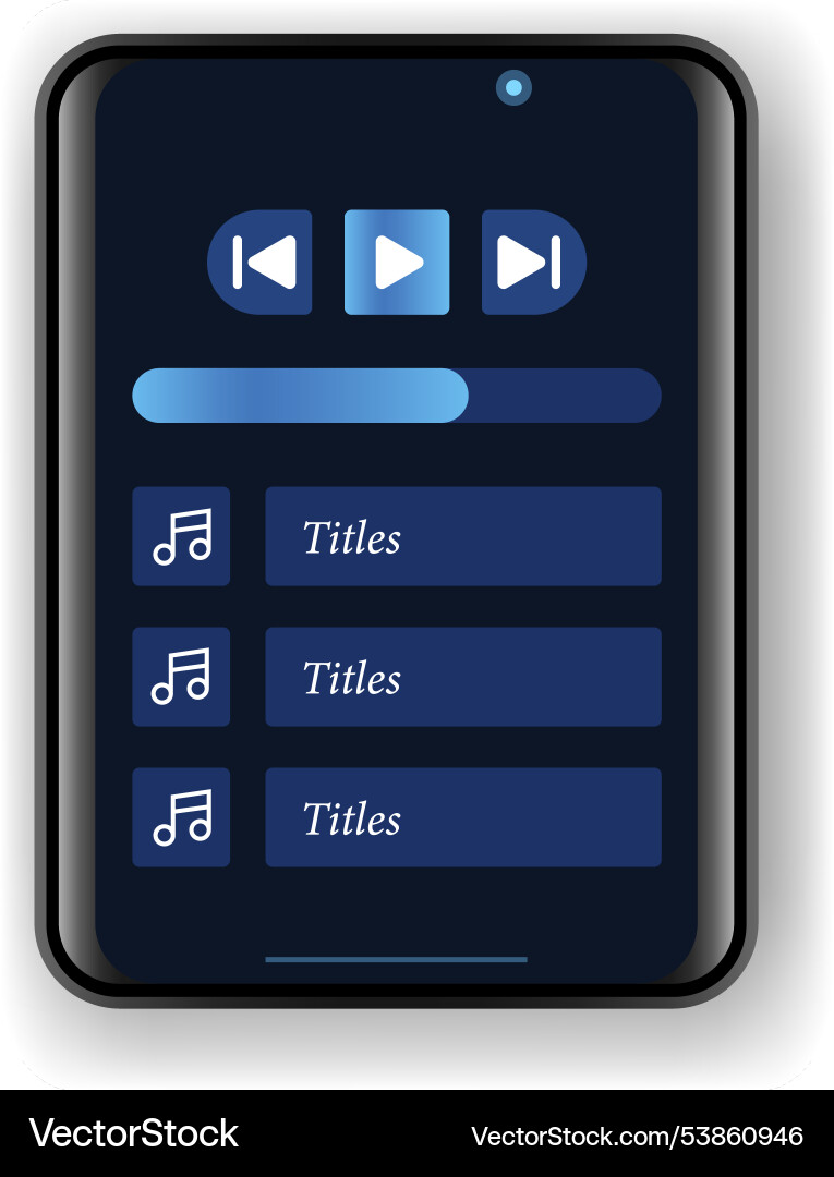 Modern music player application interface design vector image