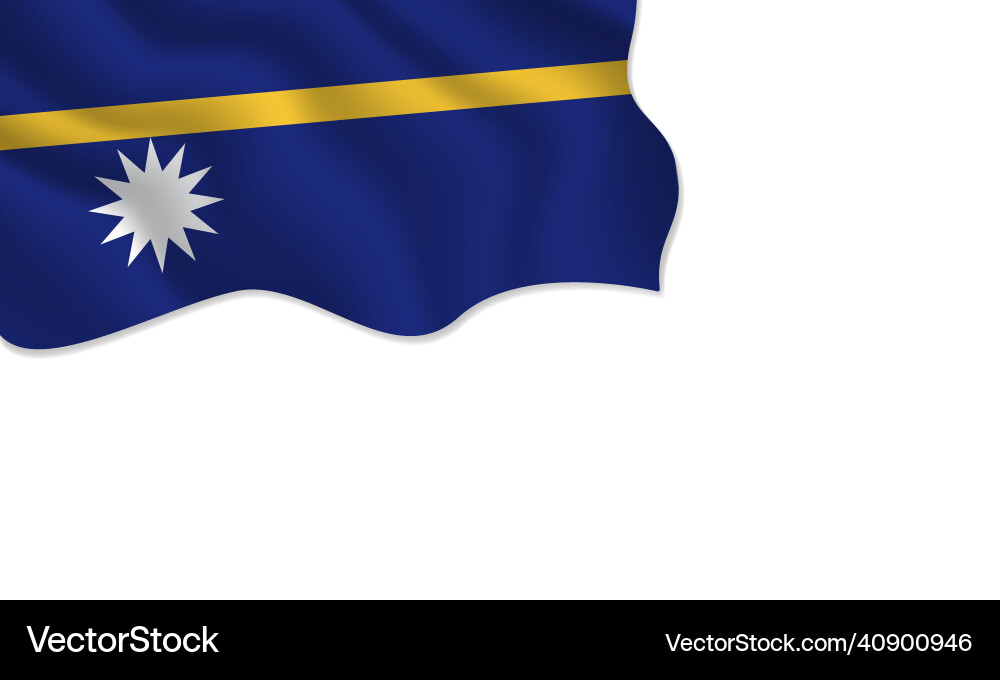 Nauru flag waving with copy space on isolated vector image