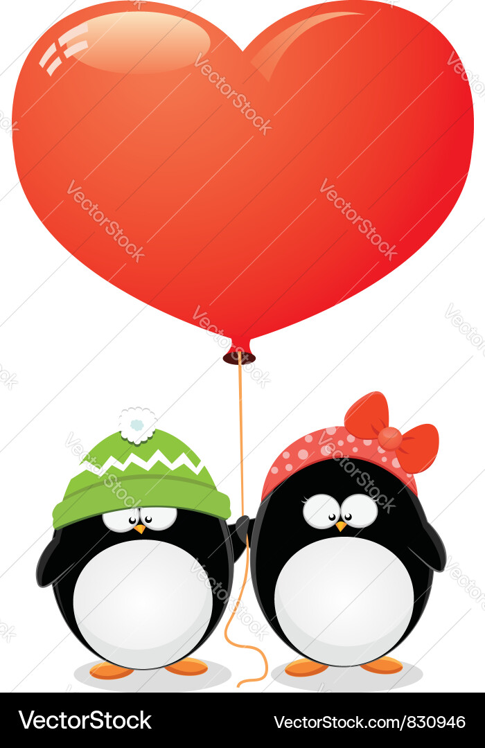 Penguin Couple Romance vector image