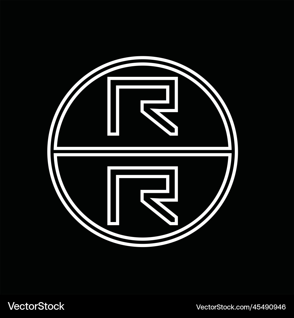 Rr logo monogram abstract inside circle stripe Rr logo monogram abstract inside circle stripe Vector Image