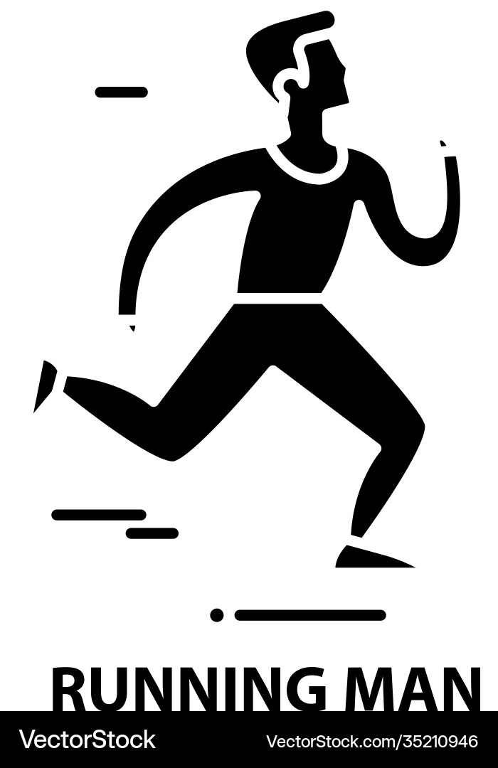 Running man icon black sign with editable Vector Image