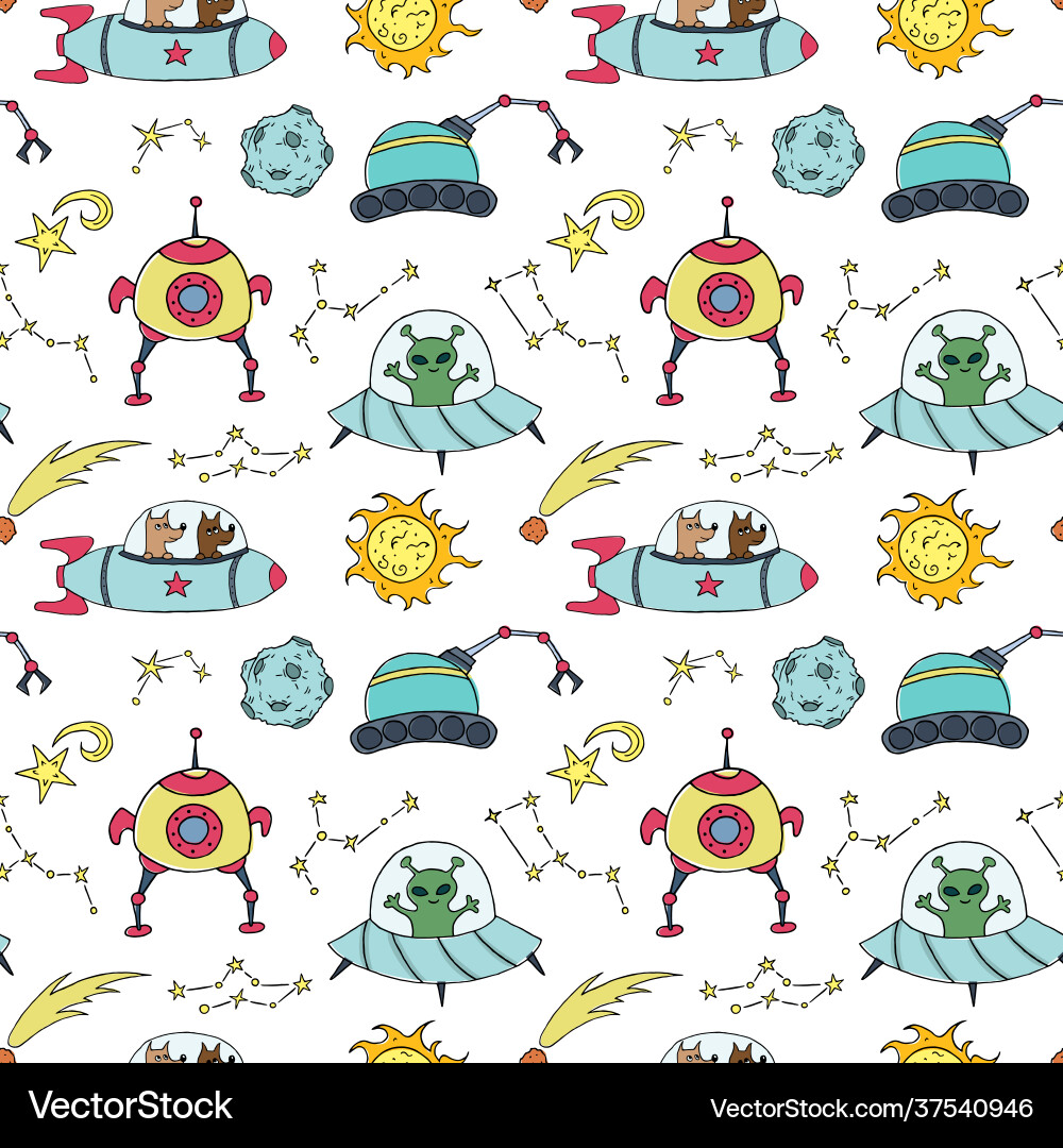 Seamless pattern with hand drawn different space Vector Image