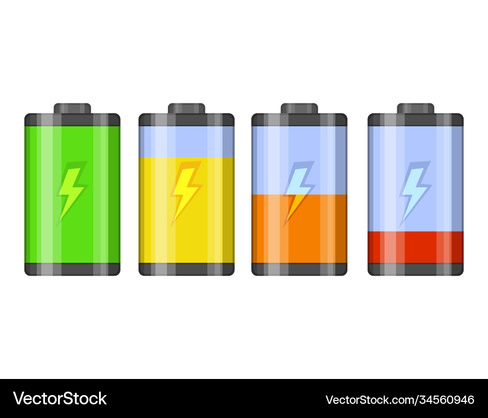 Set battery level indicator icons glossy Set battery level indicator icons glossy vector image