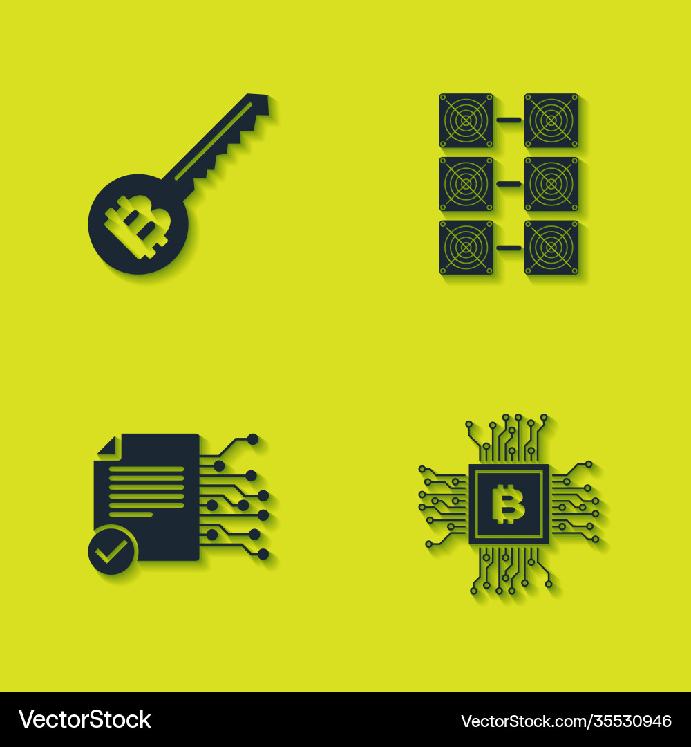 Set cryptocurrency key cpu mining farm smart Set cryptocurrency key cpu mining farm smart vector image