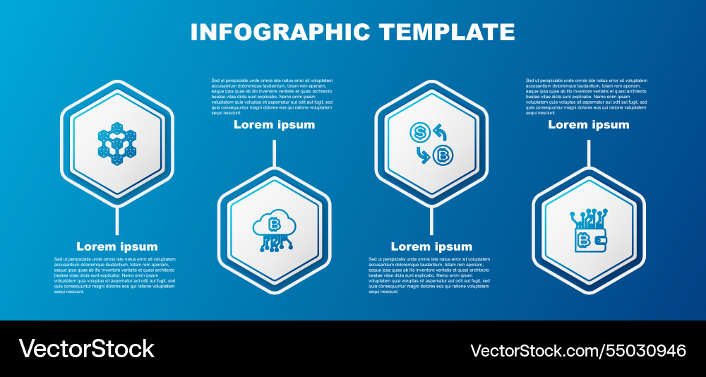 Set line blockchain technology cryptocurrency Vector Image