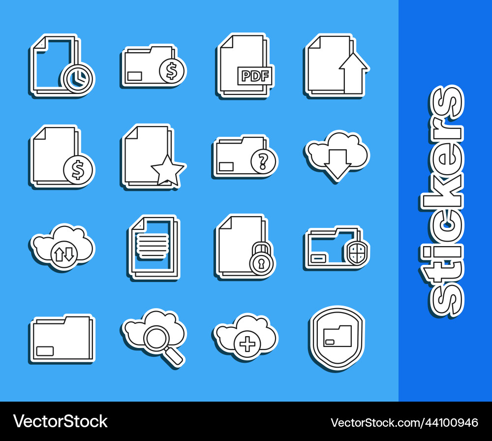 Set line document folder protection cloud Set line document folder protection cloud vector image