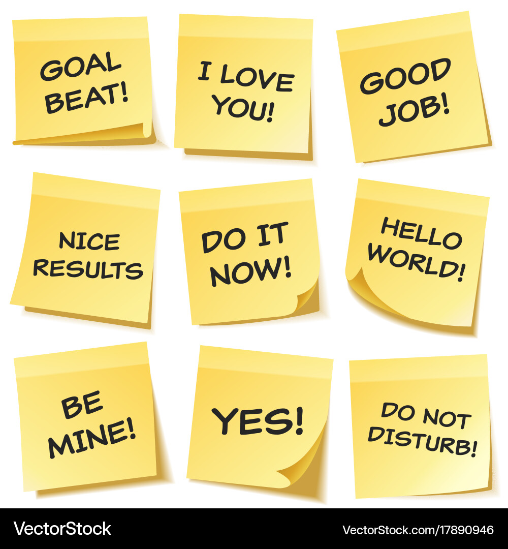 Sticky note with text and shadow isolated vector image