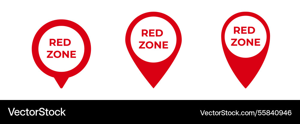 Three red zone icons with bold text Vector Image
