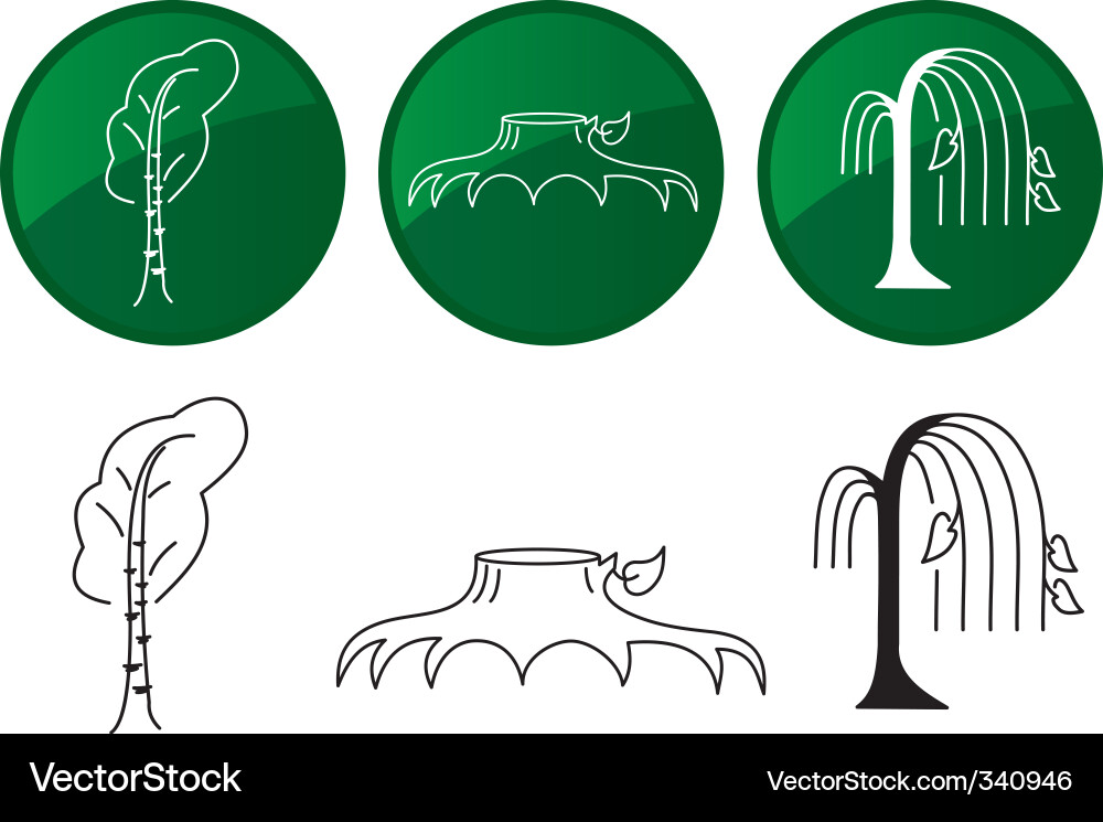 Tree Icon Set - Botanical Elements vector image