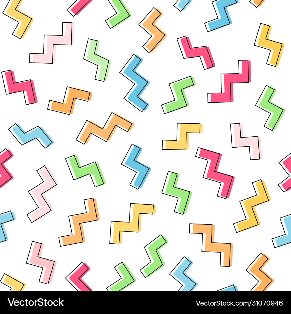 Zigzag line seamless pattern memphis style Zigzag line seamless pattern memphis style vector image