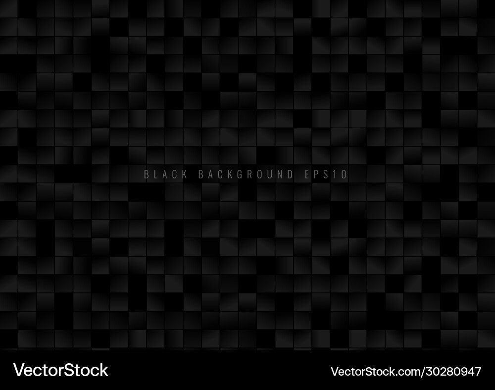 Abstract pattern black square grid pixels on dark vector image