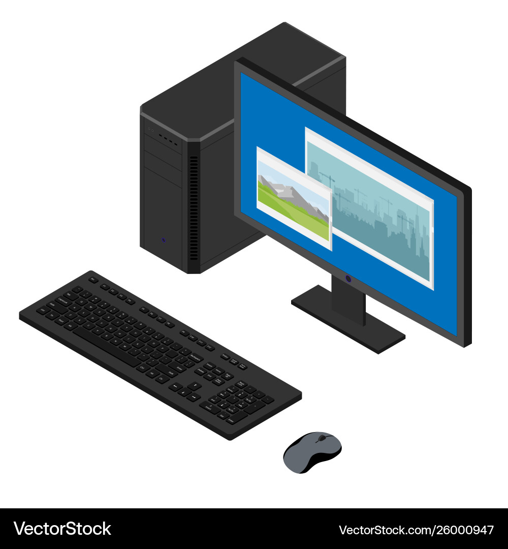 Computer Components Isometric View Vector Image