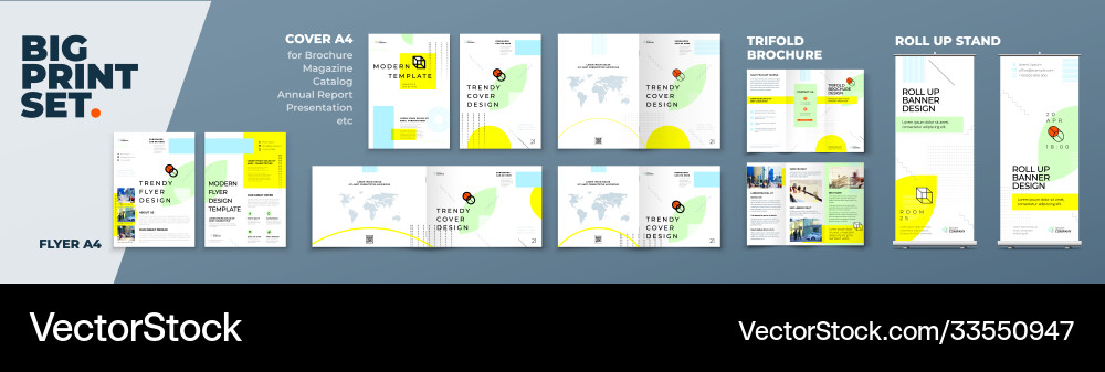 Corporate identity print template set brochure Corporate identity print template set brochure vector image