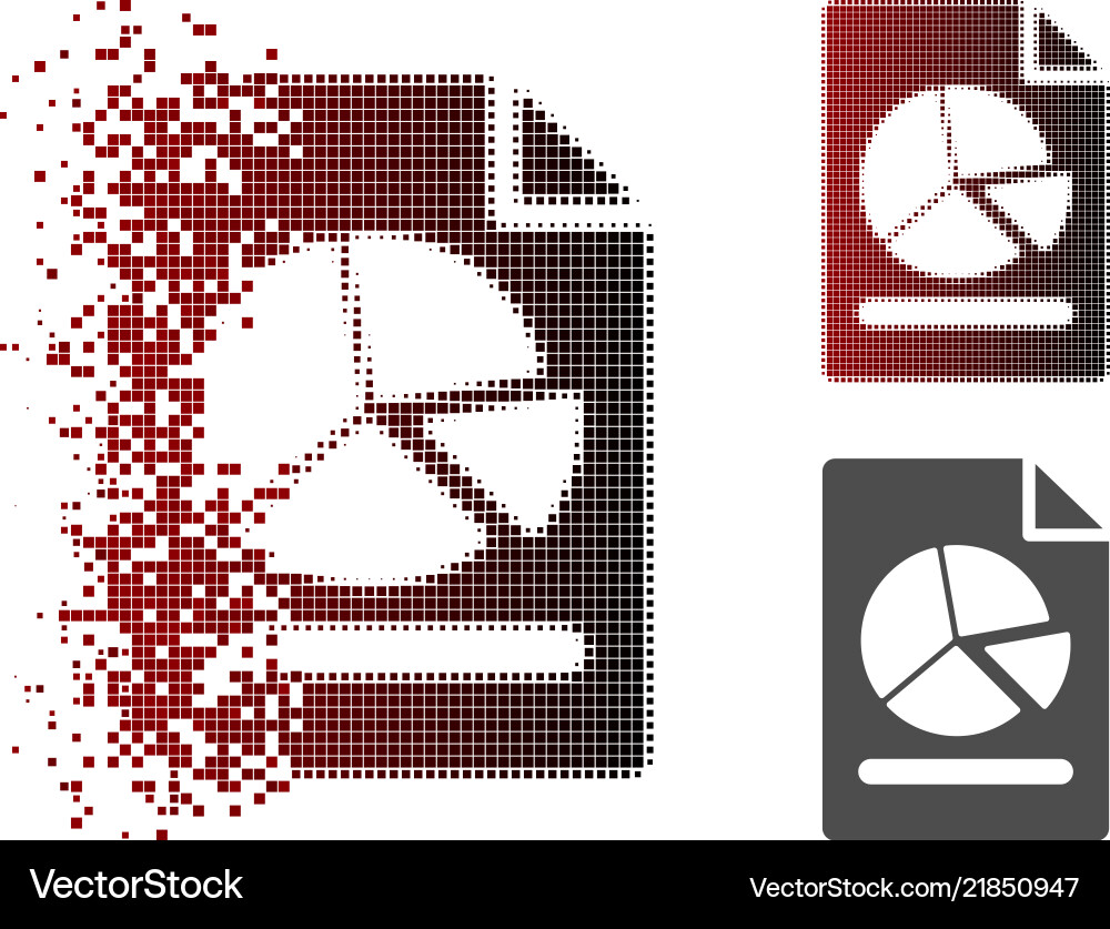 Disintegrating pixelated halftone pie chart report Disintegrating pixelated halftone pie chart report vector image