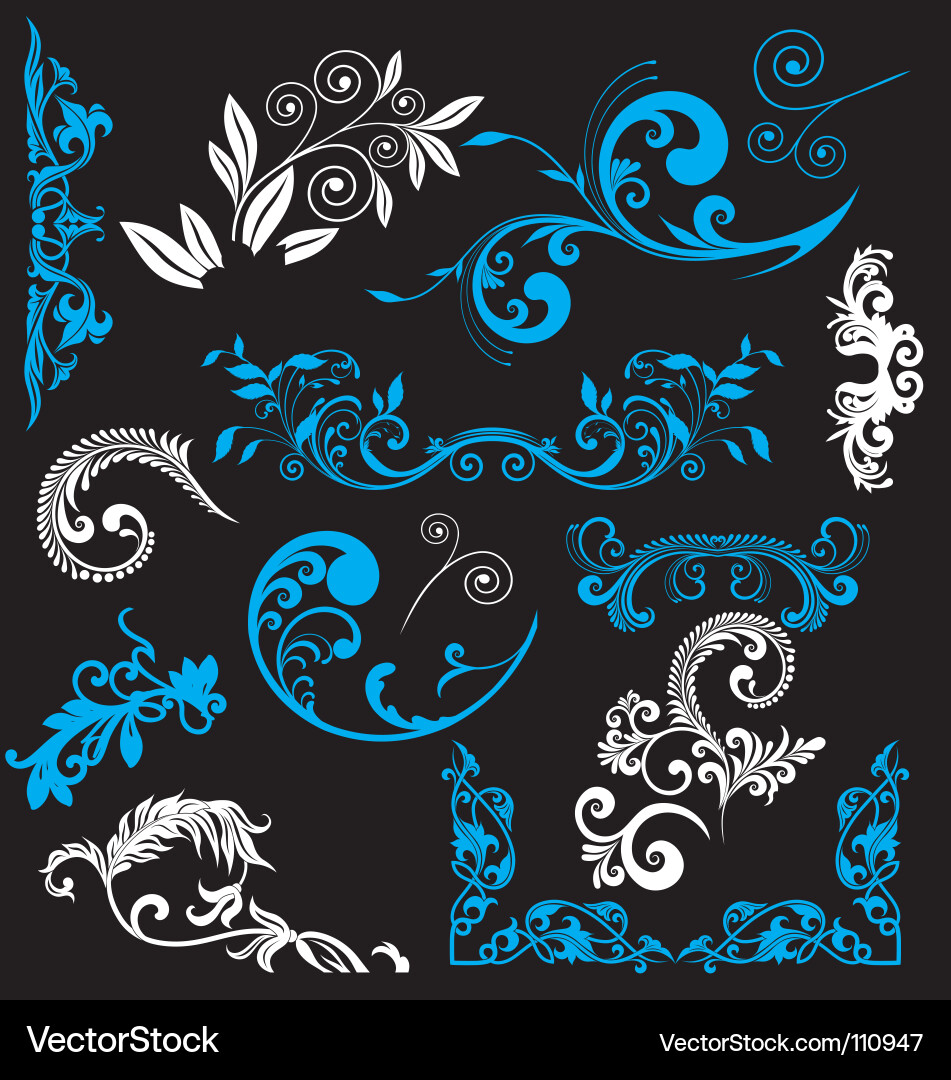 Floral Swirls & Vines Vector Image
