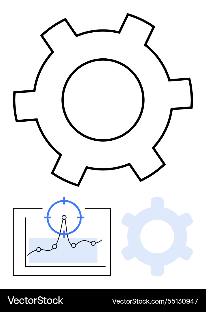 Gear and graph concept representing analytics Gear and graph concept representing analytics vector image