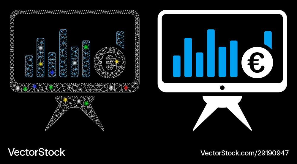 Glowing mesh network bar chart monitoring icon Glowing mesh network bar chart monitoring icon vector image