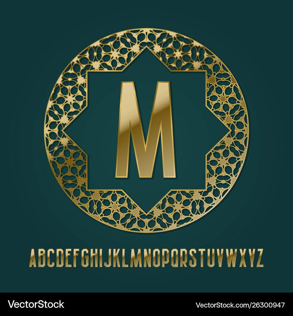 Golden initial logo template in round patterned Golden initial logo template in round patterned vector image