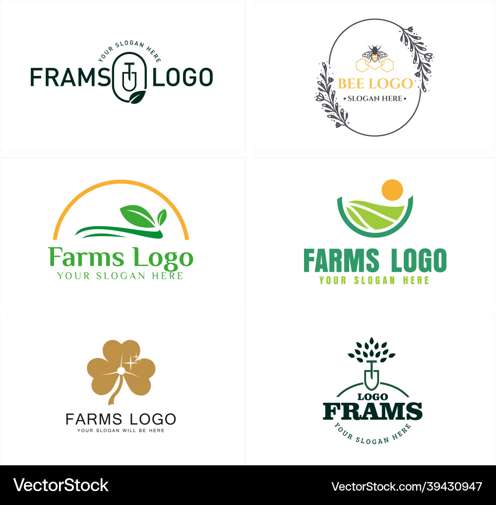 Green Farm Bee Landscape Logo vector image