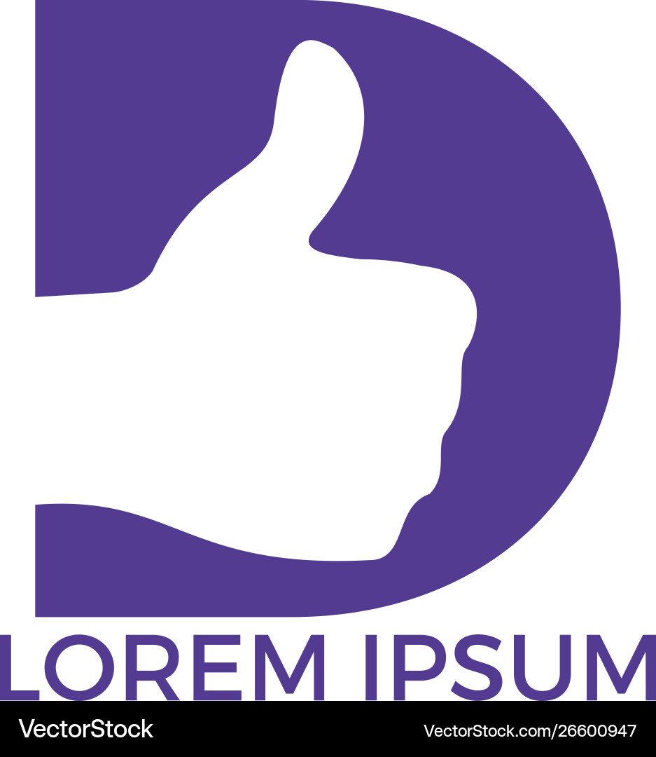 Letter D & Thumbs Up Logo Vector Image
