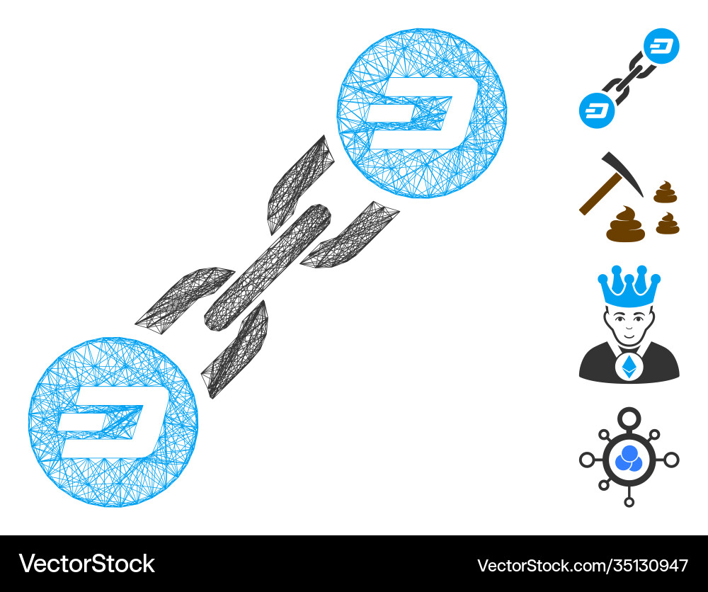 Network dash blockchain mesh Network dash blockchain mesh vector image