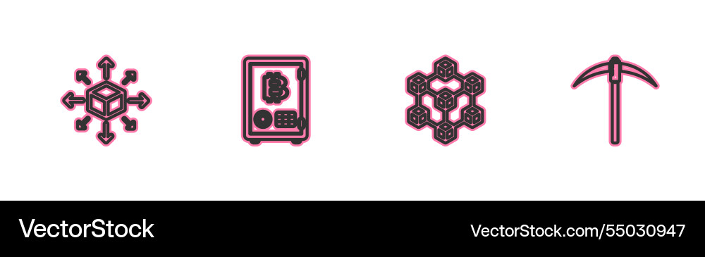 Set line distribution blockchain technology proof Set line distribution blockchain technology proof vector image