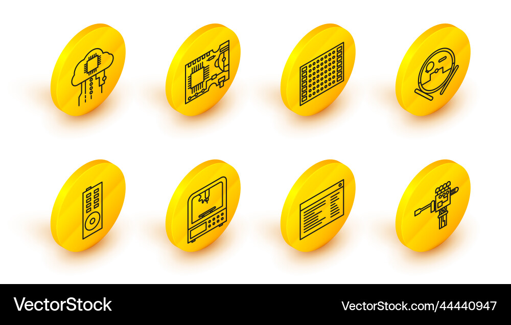 Set line mechanical robot hand and screwdriver Set line mechanical robot hand and screwdriver vector image