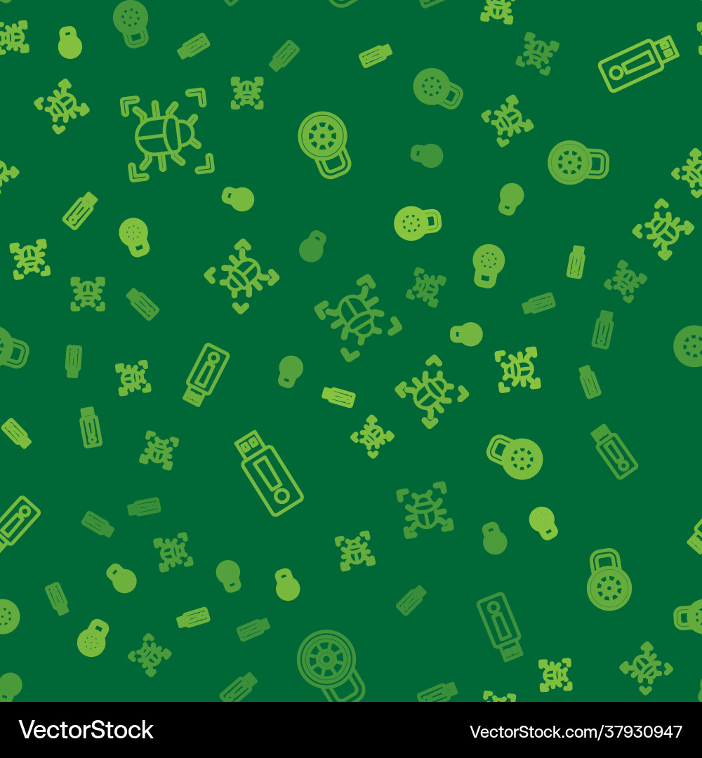 Set line system bug usb flash drive and safe Set line system bug usb flash drive and safe Vector Image