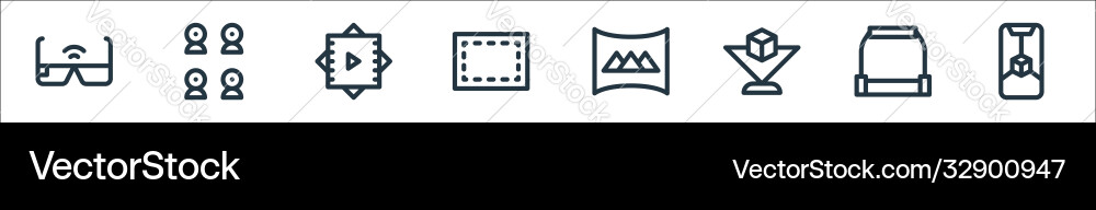 Virtual reality line icons linear set quality Virtual reality line icons linear set quality vector image