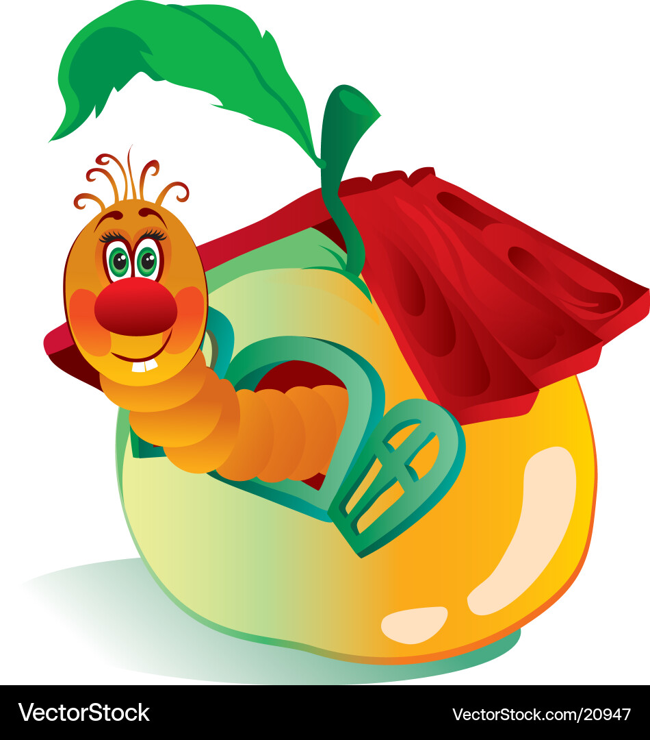 Worm in Apple Slice vector image