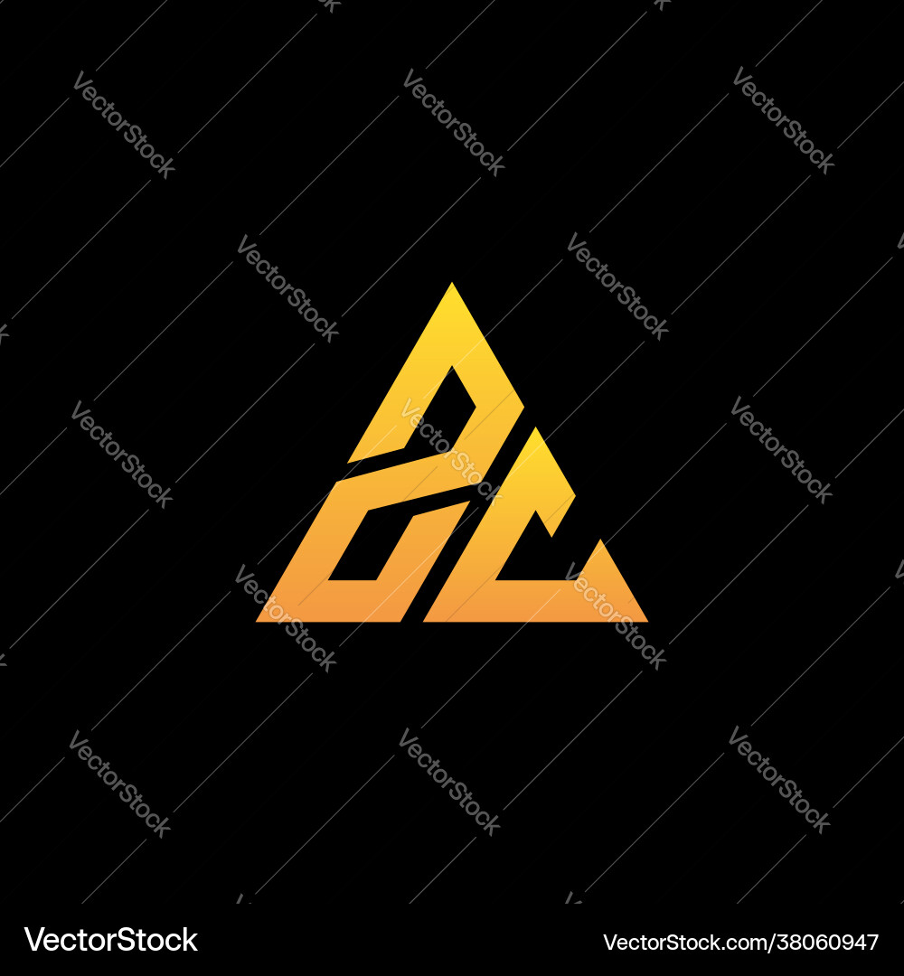Z c monogram initial logo with a yellow triangle Z c monogram initial logo with a yellow triangle Vector Image