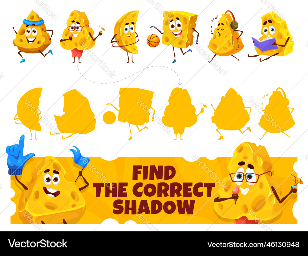 Cartoon maasdam and gouda cheese characters game vector image