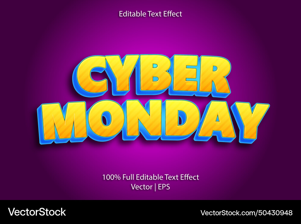 Cyber monday editable text effect retro style Vector Image
