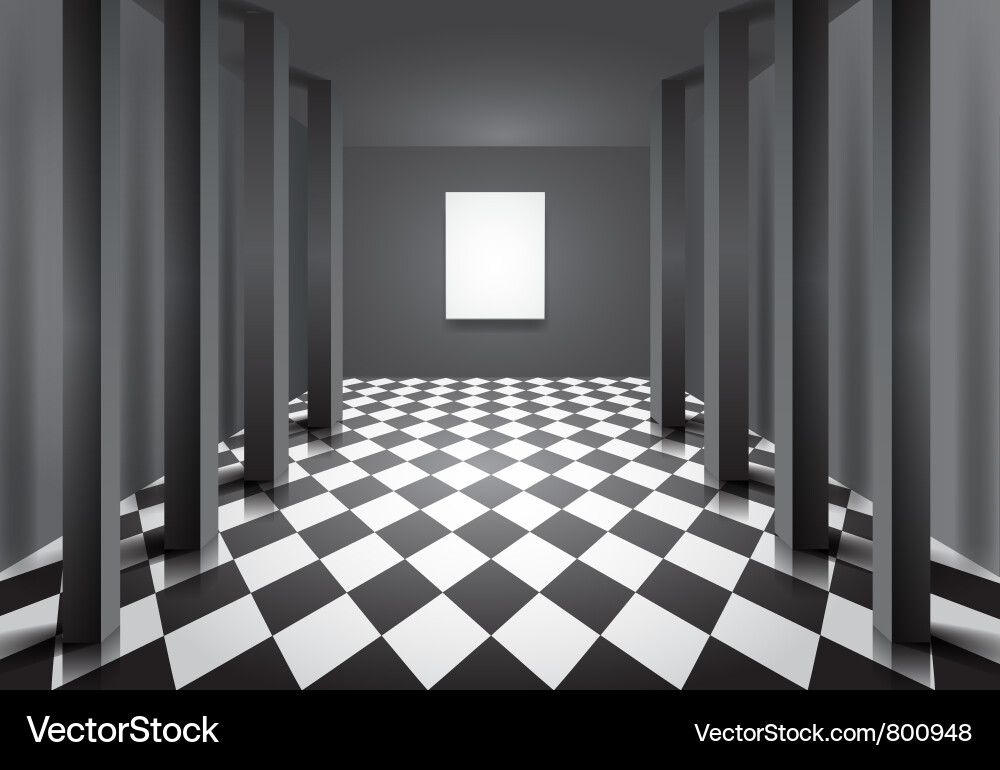 Empty Hall with Chess Floor vector image