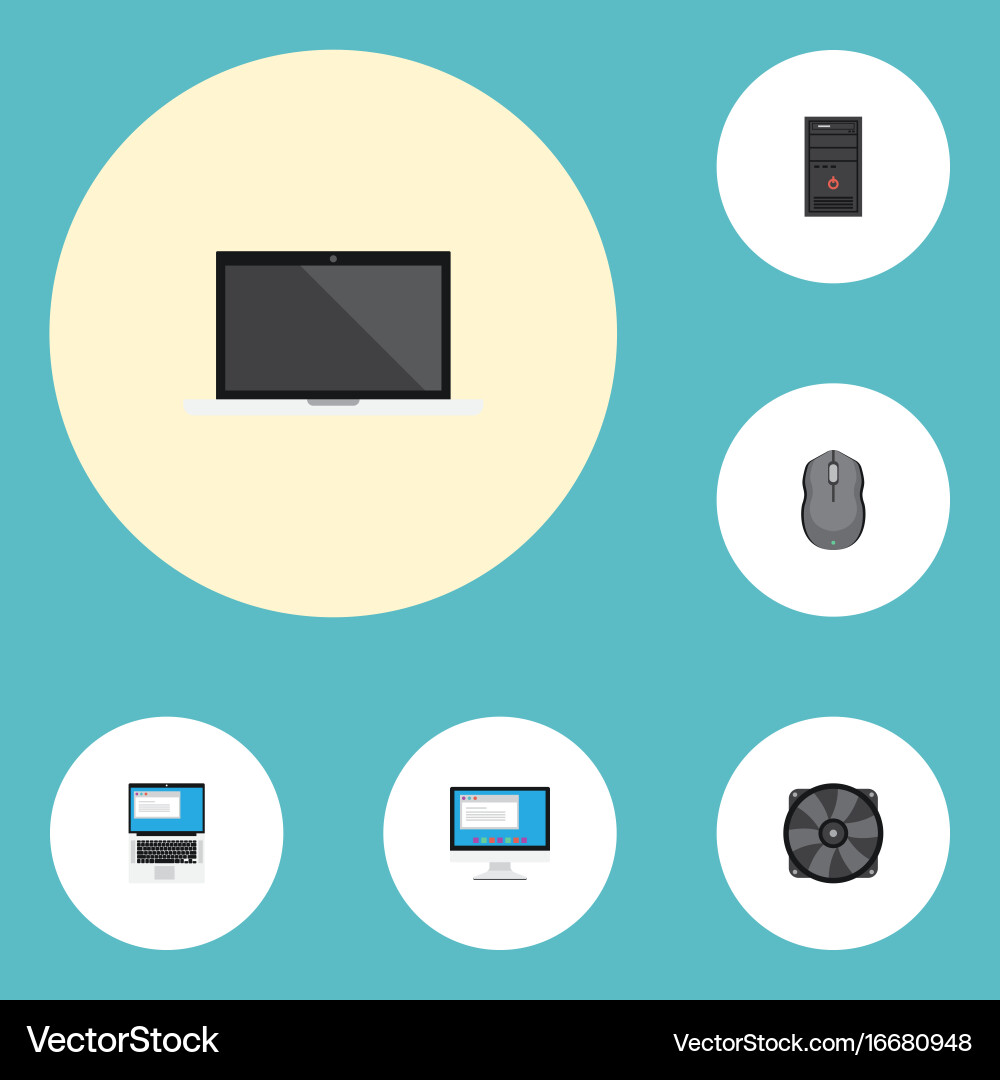 Flat icons system unit laptop computer mouse vector image