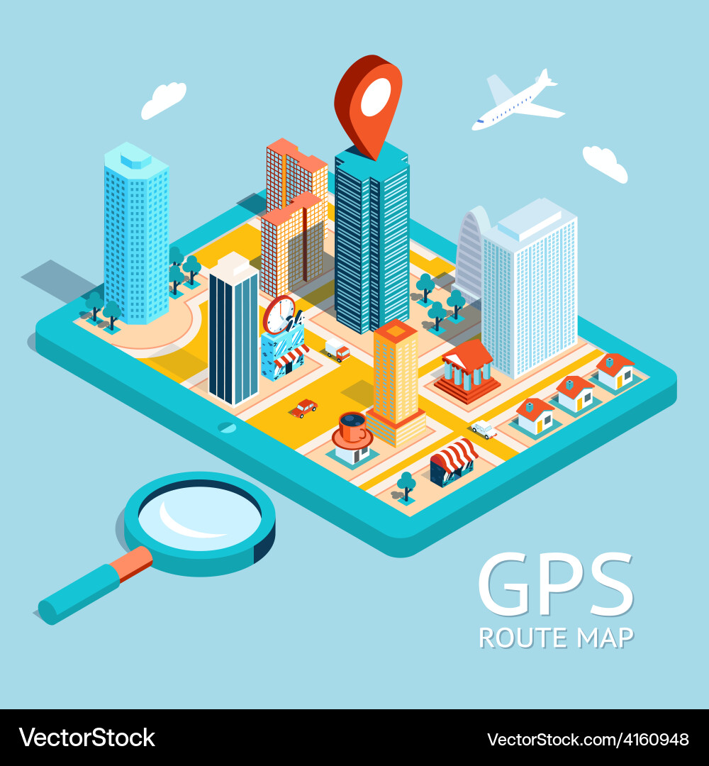 Gps route map city navigation app Vector Image