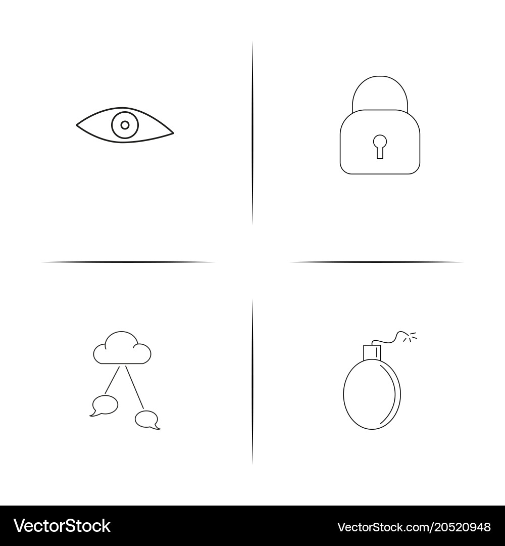 Internet security simple linear icons set vector image