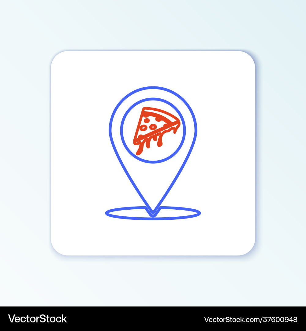 Line map pointer with fast food slice pizza icon Line map pointer with fast food slice pizza icon Vector Image