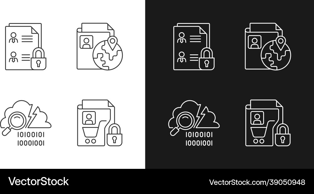 Maintain information security linear icons set Maintain information security linear icons set Vector Image