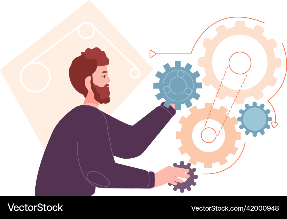 Man create work process engineering thinking Man create work process engineering thinking vector image