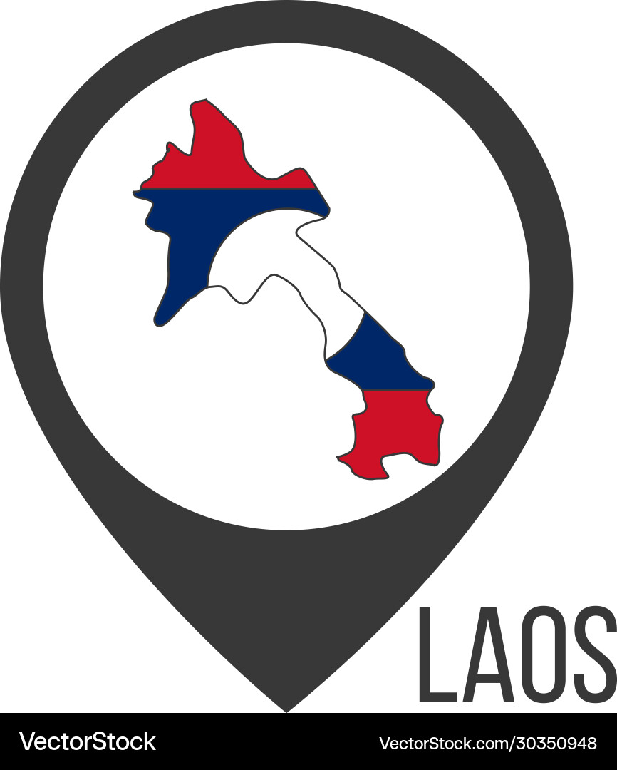 Map pointers with contry laos flag stock Vector Image