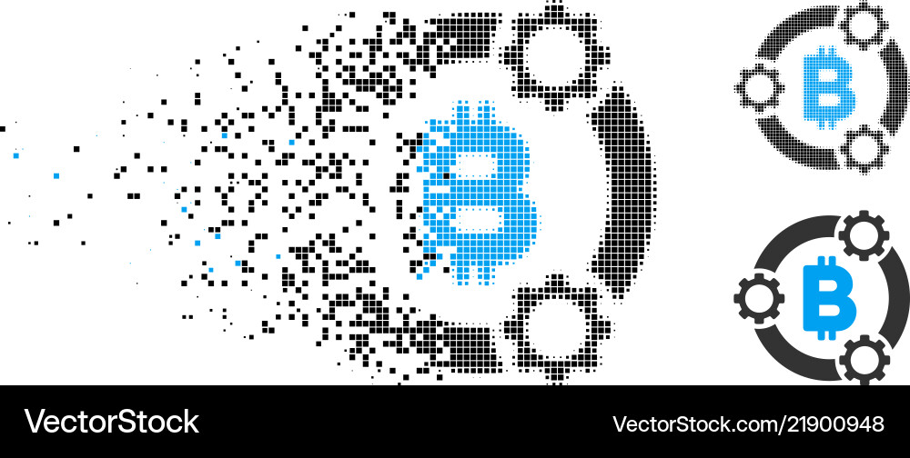 Moving pixelated halftone bitcoin pool vector image