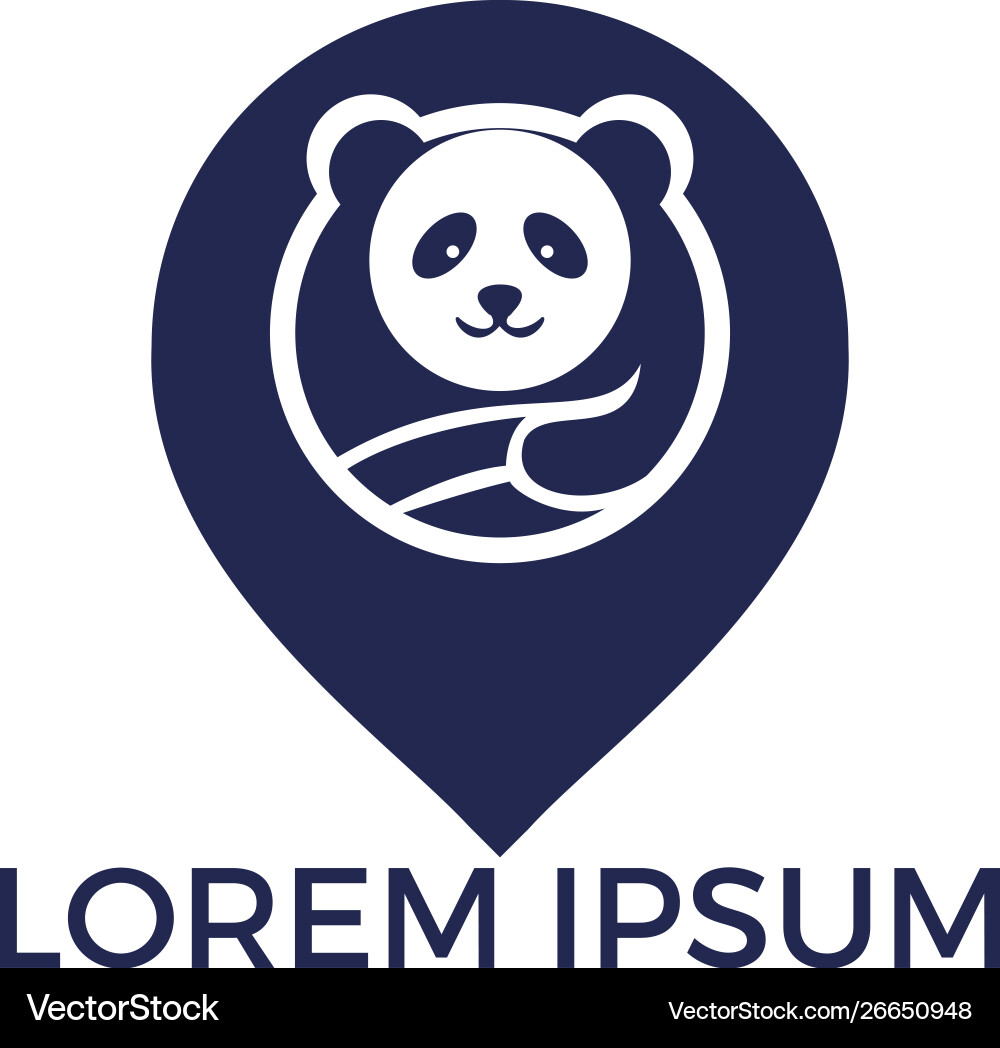 Panda and map pointer logo design Vector Image