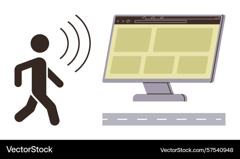 Pedestrian signal detection interacting with ai Pedestrian signal detection interacting with ai vector image