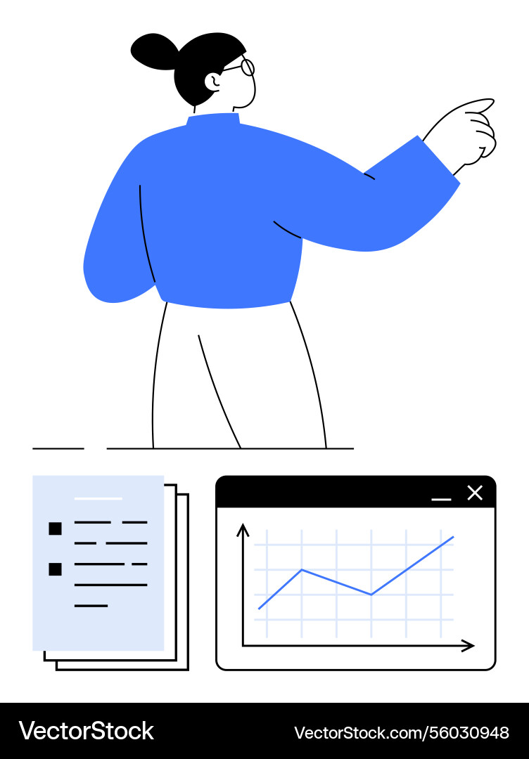 Professional analyzing report with upward graph Professional analyzing report with upward graph vector image