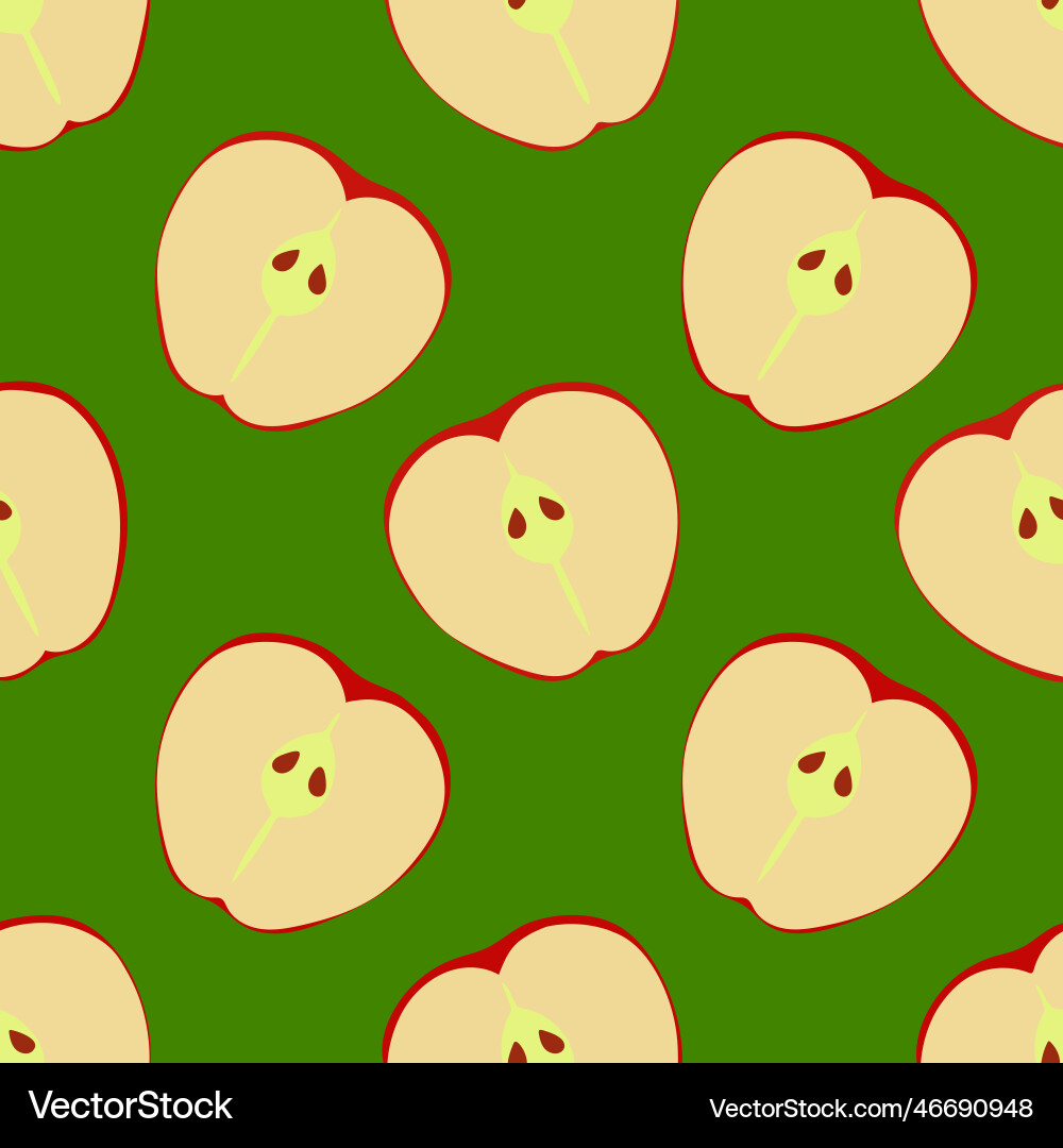 Seamless pattern of apples halves repeated red Vector Image