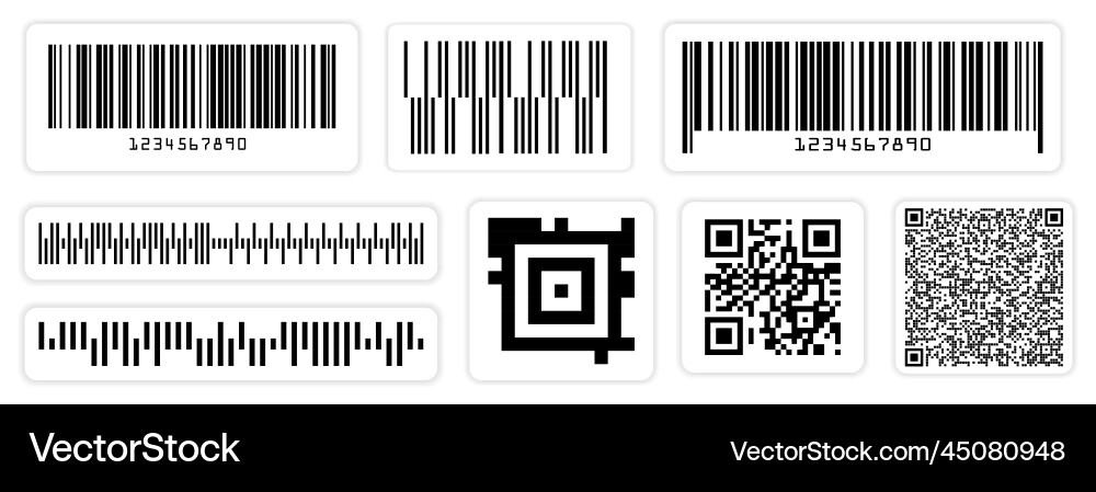 Set of various barcode label or scan bars Set of various barcode label or scan bars vector image