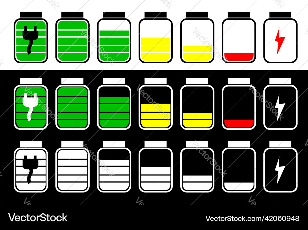 Simple set sign battery level indicator Vector Image