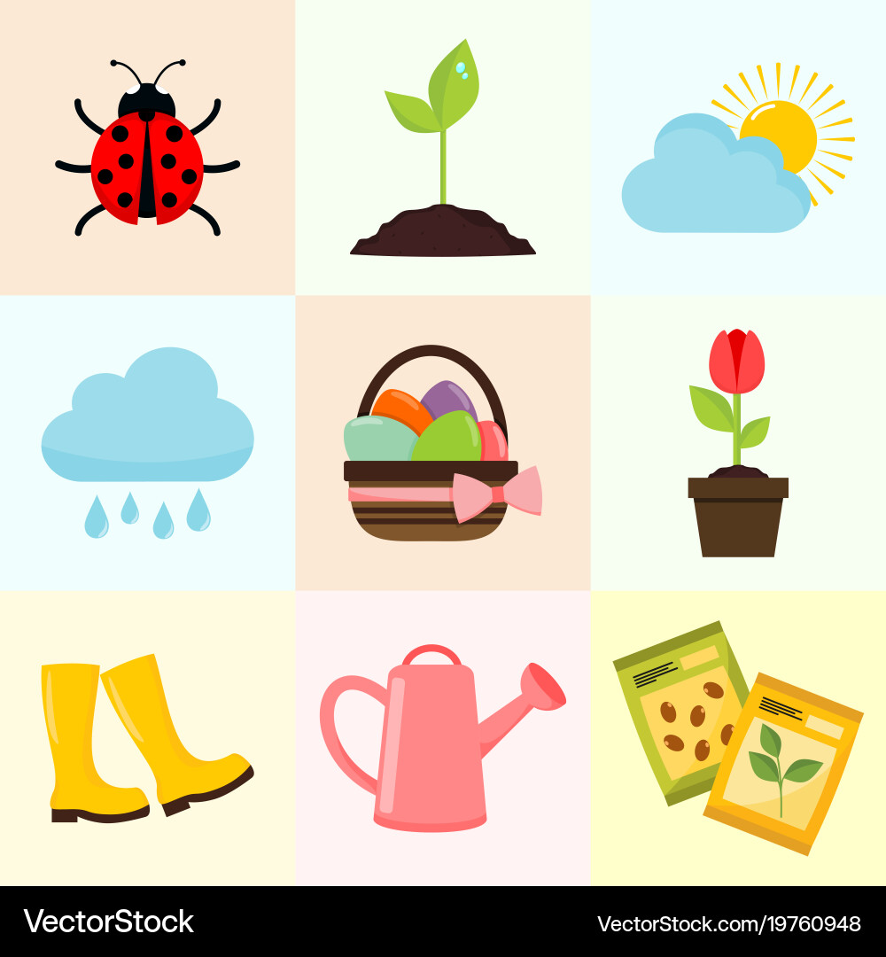 Springtime Object Set vector image
